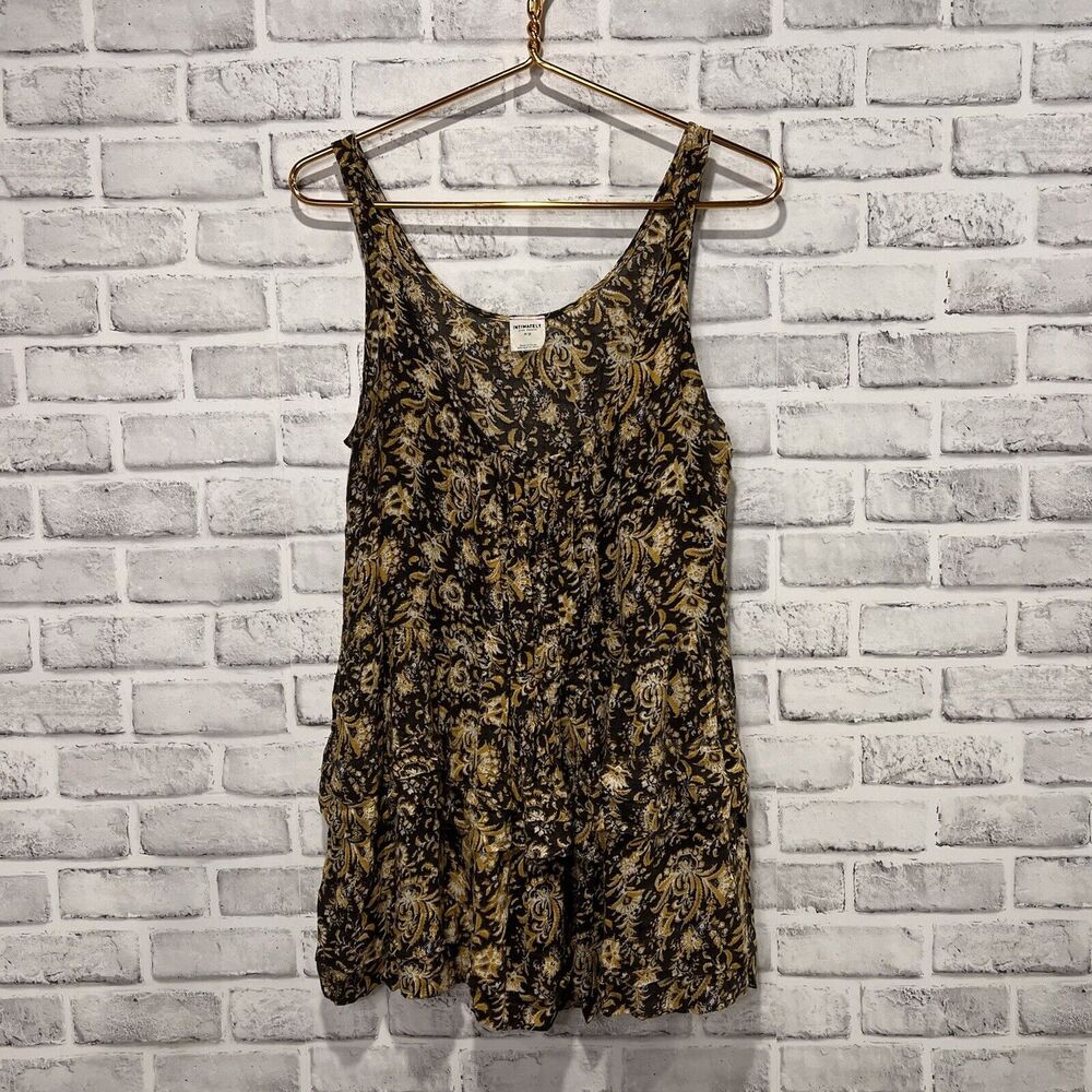 Free People Black Floral Paisley Tiered Tank